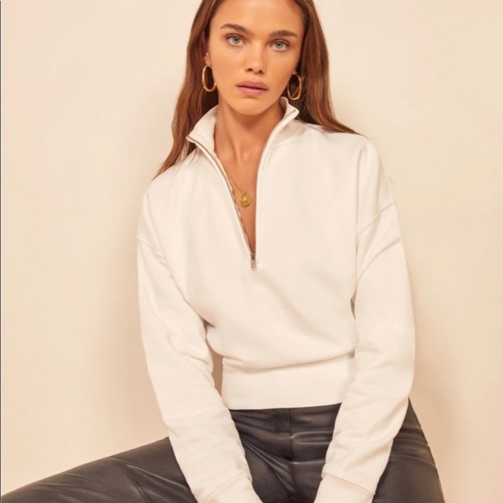 Reformation Marla Quarter Zip Crop Sweatshirt